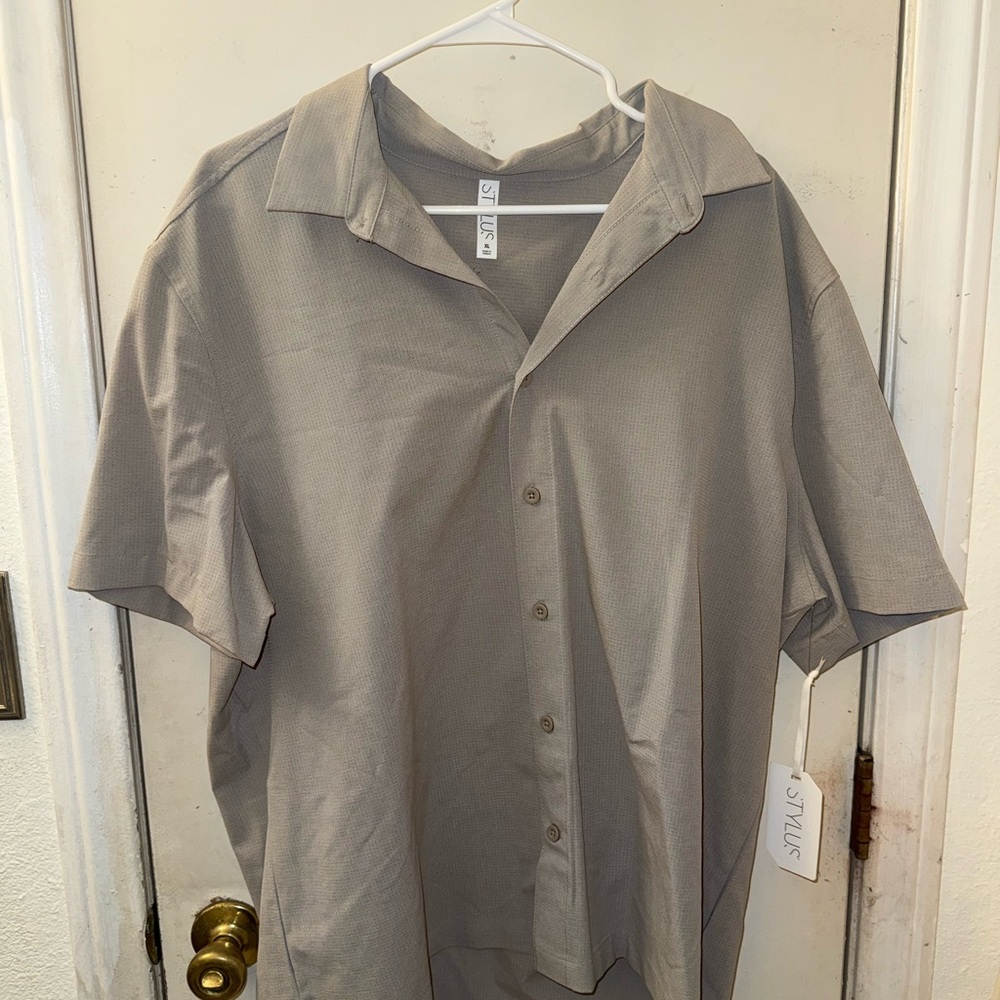 STYLUS Men's Casual Gray Button Down Shirt